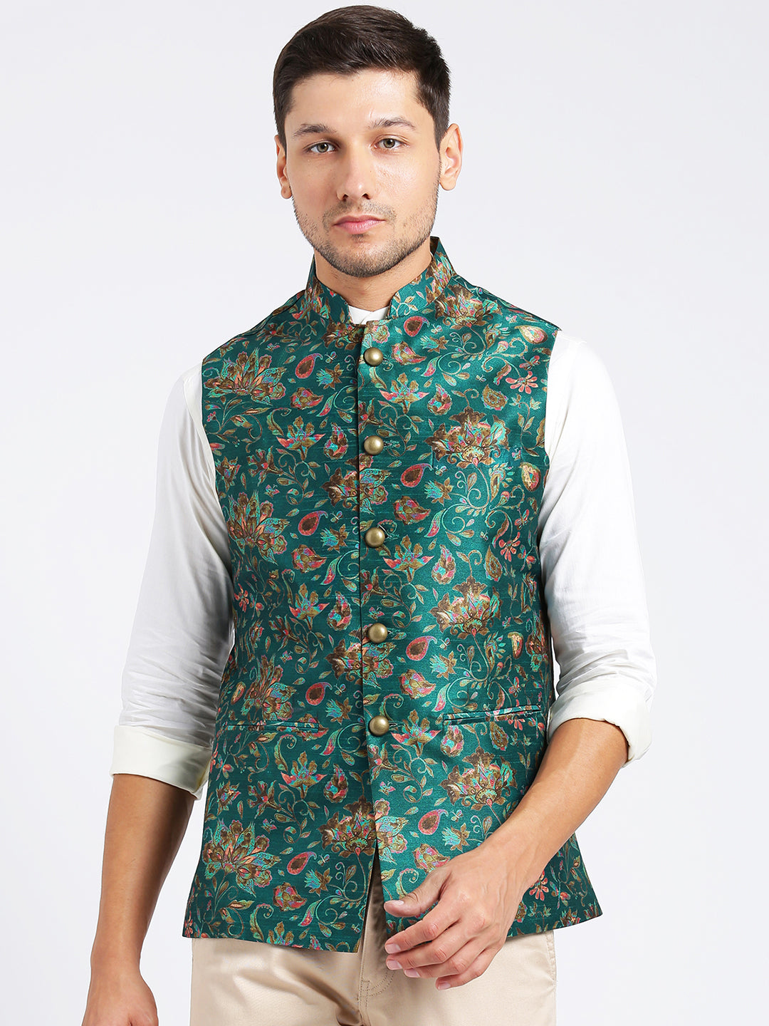 KISAH Men's Green Kurta Jacket (Waistcoat/Modi/Nehru) & Pyjama Combo (Set  of 3), Ethnic Indian Traditional Wear at Amazon Men's Clothing store