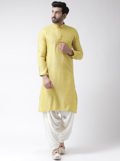 Yellow Silk Blend Kurta Patiala Set