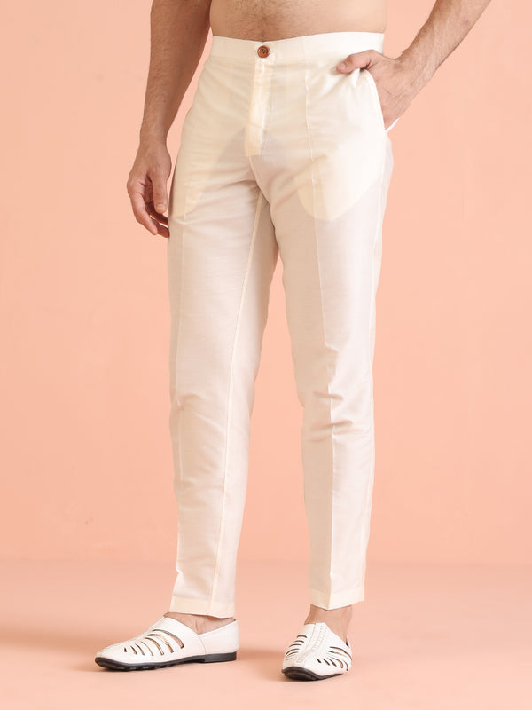 Teal Blue Jacquard Kurta Trouser Set