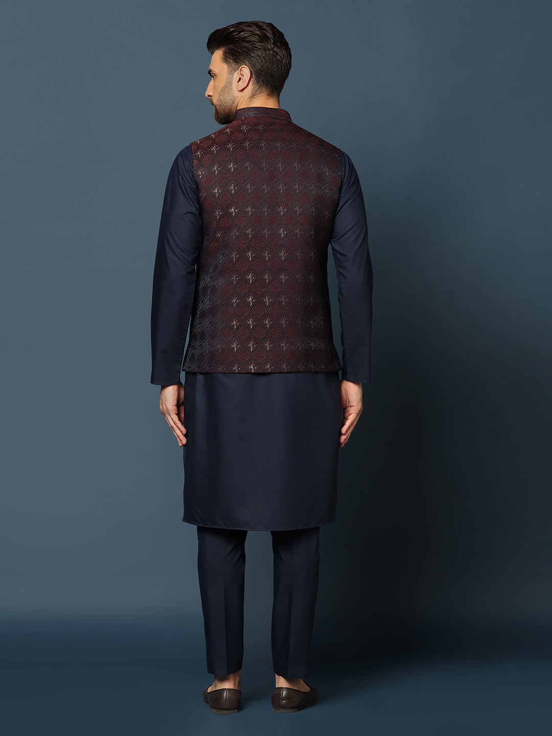 Saltanat | Black Kurta Trouser & Waistcoat - 3 PC – Kinzzu.com