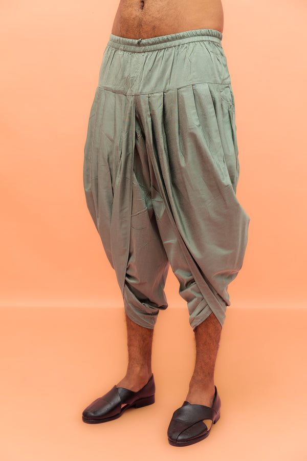 Sage Green Mirror Work Kurta with Dhoti