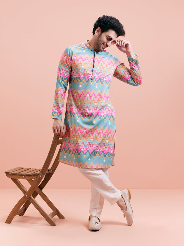 Multicolor Zigzag Kurta Trouser Set