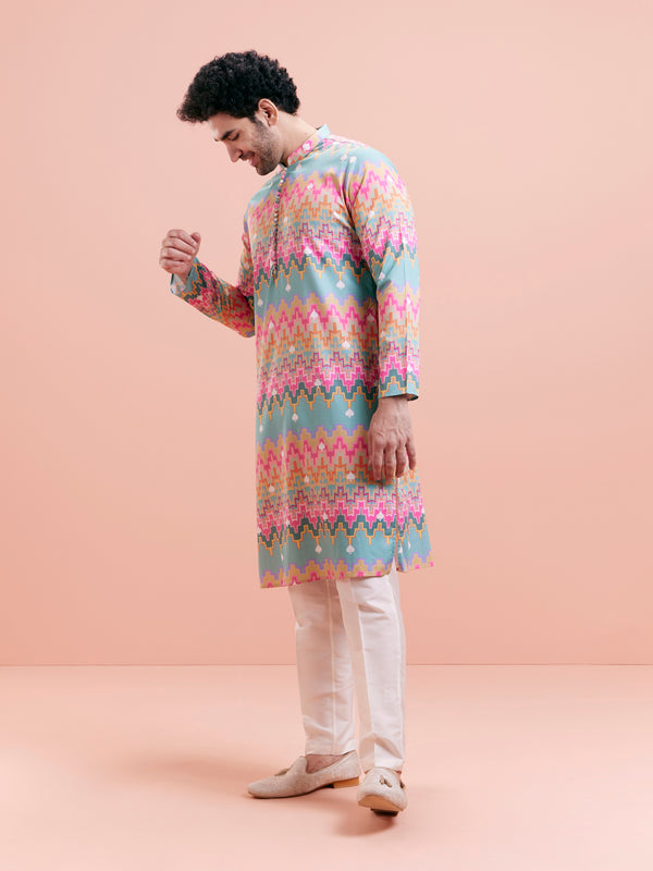 Multicolor Zigzag Kurta Trouser Set
