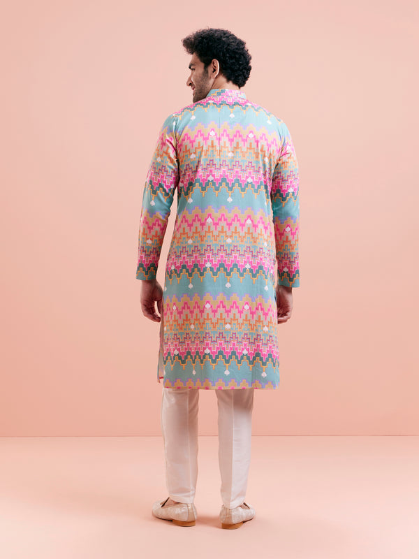 Multicolor Zigzag Kurta Trouser Set