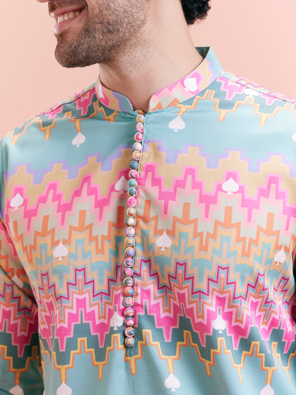 Multicolor Zigzag Kurta Trouser Set