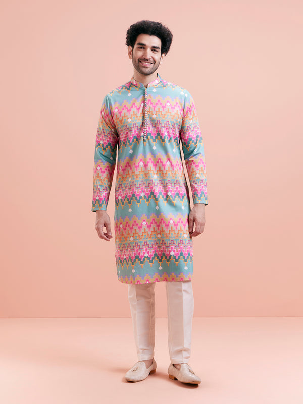 Multicolor Zigzag Kurta Trouser Set