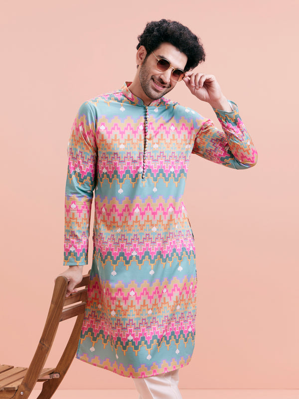 Multicolor Zigzag Kurta Trouser Set