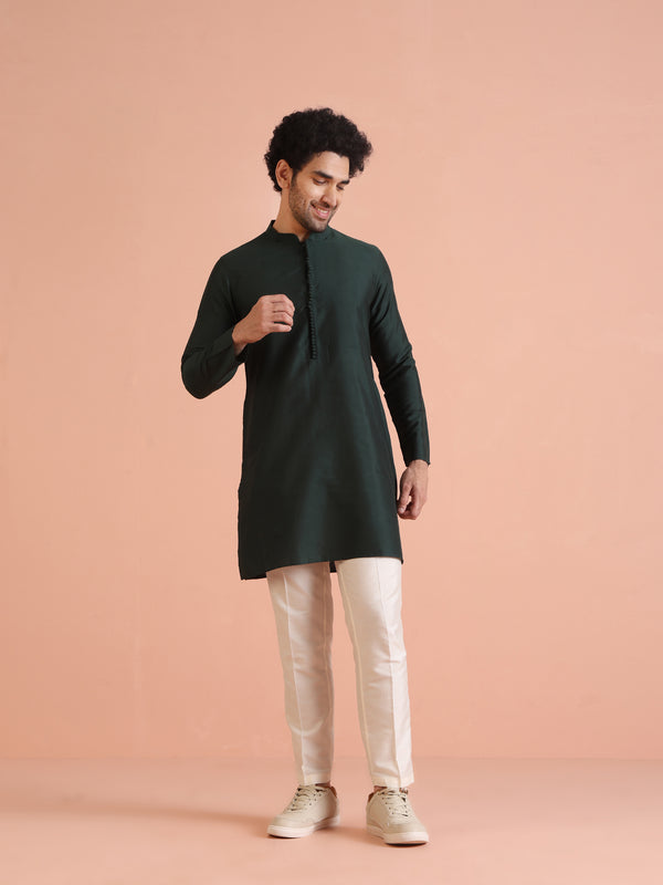 Multicolor Printed Nehru Jacket Green Kurta Set