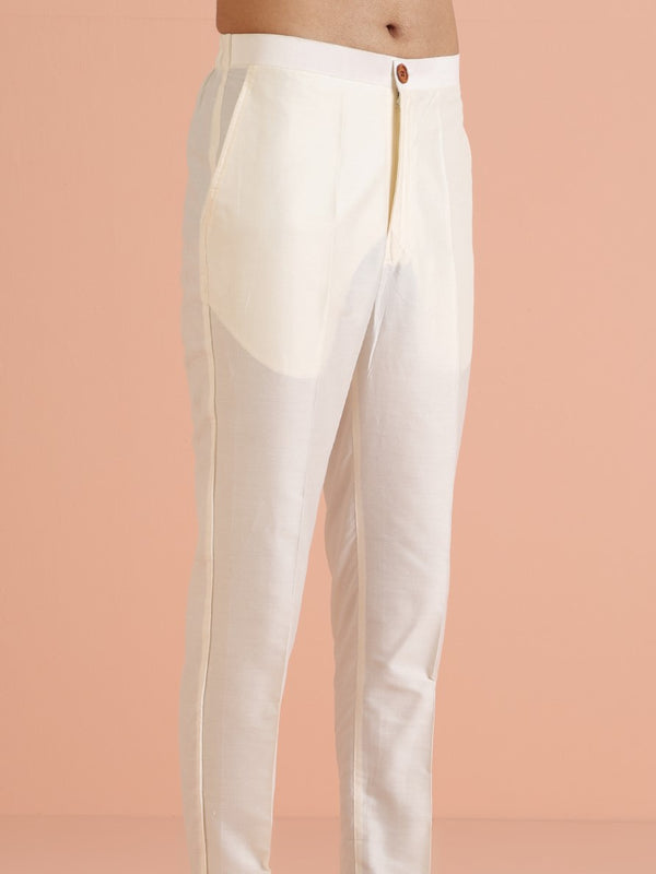 Yellow Sequin Kurta with Cream Trouser Set