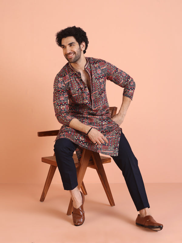 Multicolor Printed Kurta Trouser Set