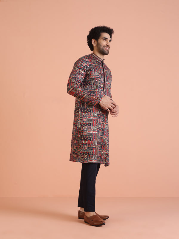 Multicolor Printed Kurta Trouser Set