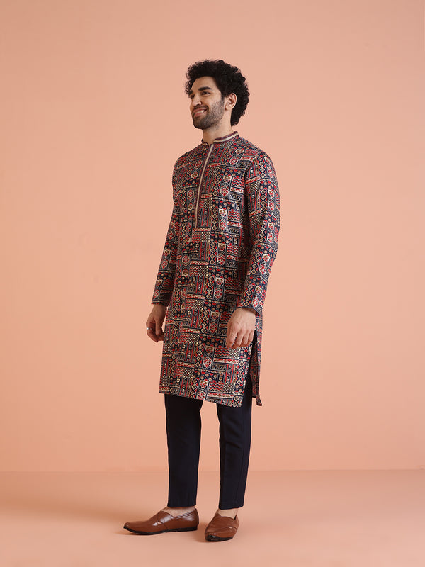 Multicolor Printed Kurta Trouser Set