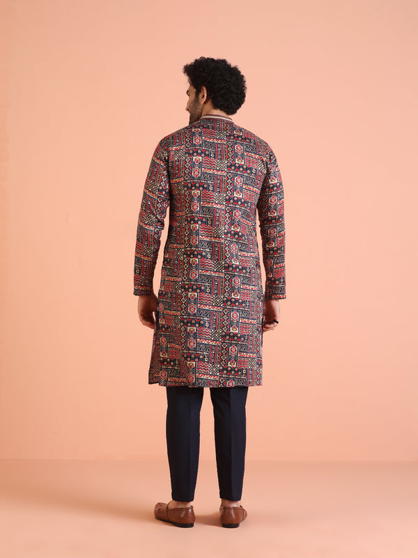 Multicolor Printed Kurta Trouser Set