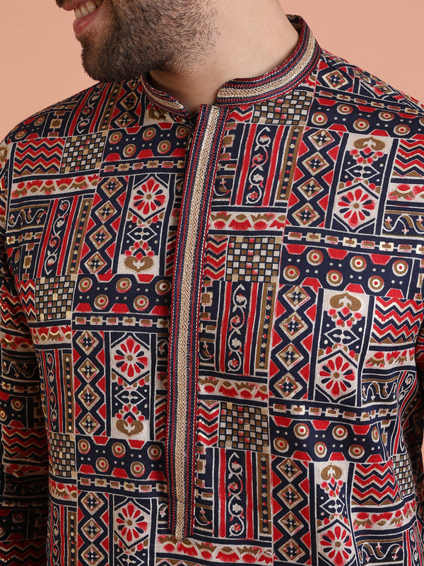 Multicolor Printed Kurta Trouser Set