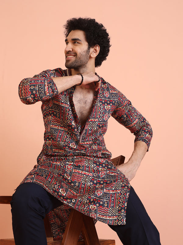 Multicolor Printed Kurta Trouser Set