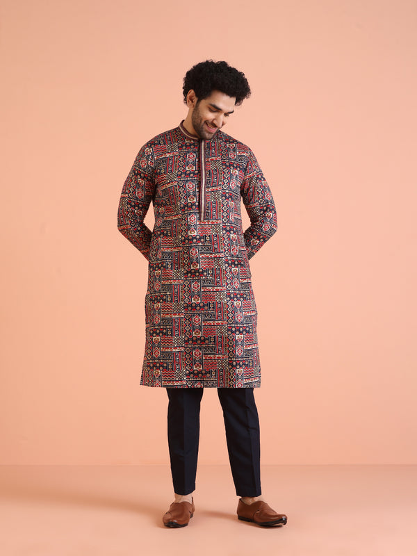 Multicolor Printed Kurta Trouser Set