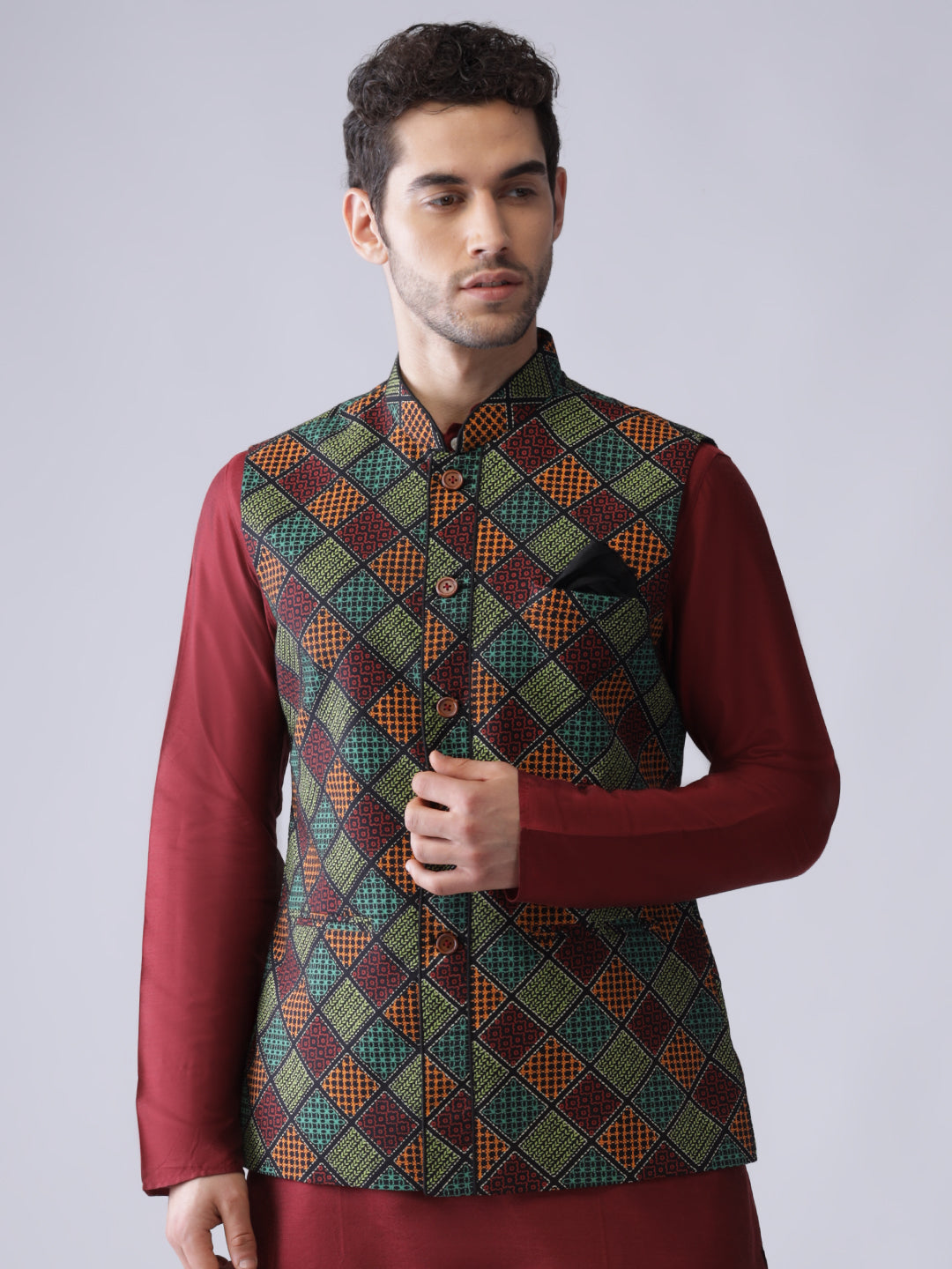 Buy KISAH Men's Nehru Jacket, Lavender Silk Blend, Embellished Mandarin  Collar Regular Fit Sleeveless (S) at Amazon.in