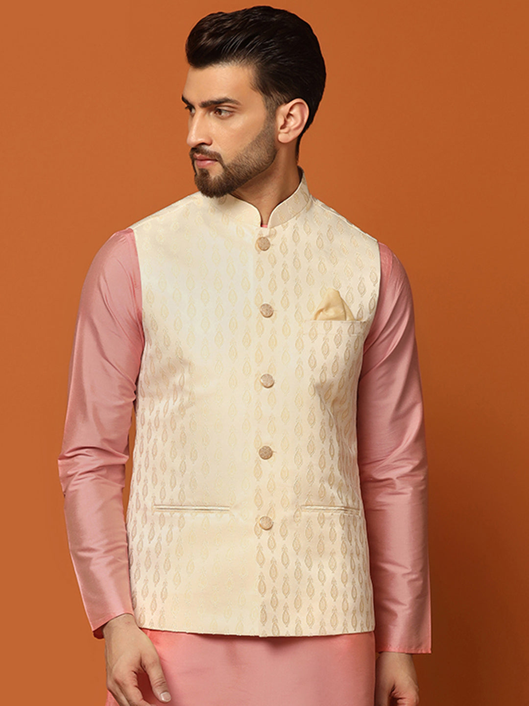 Buy KISAH Men's Nehru Jacket, Yellow Cotton Blend, Printed Regular Fit  Mandarin Collar Sleeveless (S) at Amazon.in