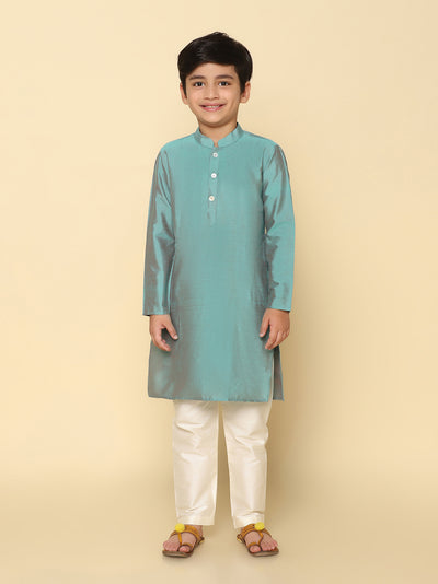 Boy's Green Kurta Pyjama Set