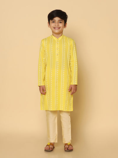 Boy's Yellow Kurta Pyjama Set