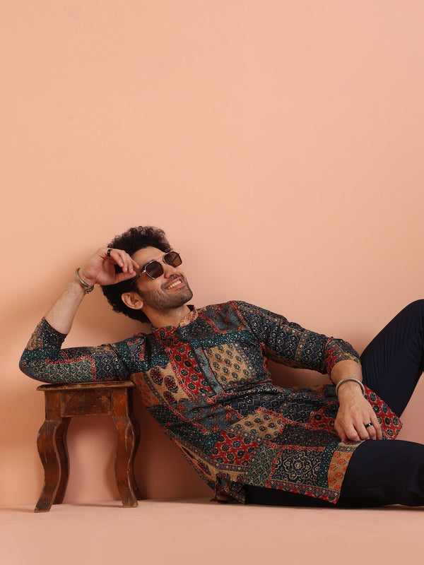 Multi Cotton Printed Kurta Trouser Set