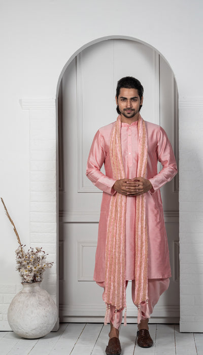Pink Kurta Dhoti Dupatta Set