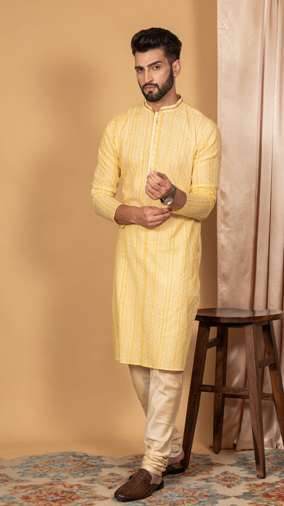 Men Yellow Kurta Set