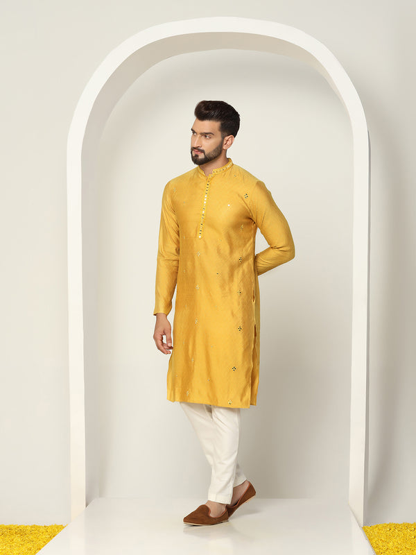 Men's Mustard Kurta Trouser Set