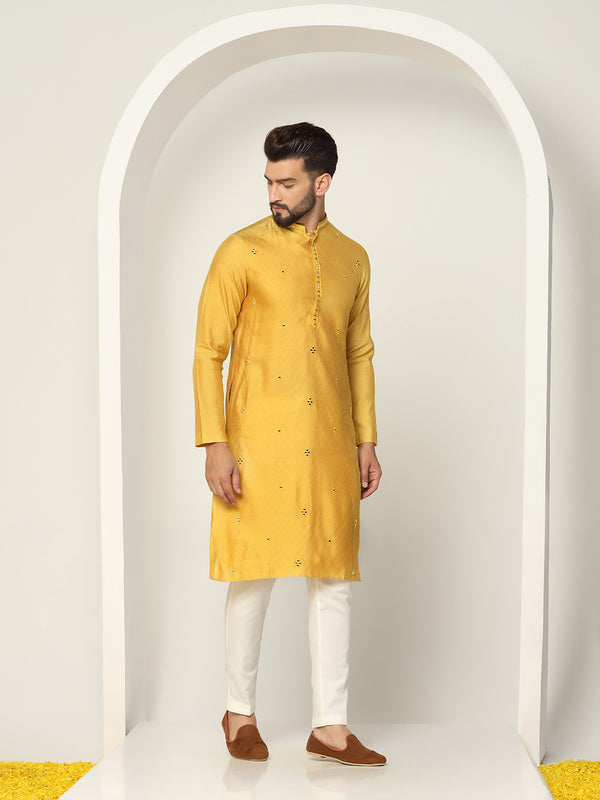 Men's Mustard Kurta Trouser Set
