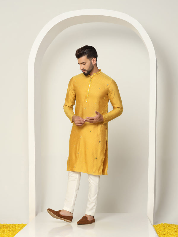 Men's Mustard Kurta Trouser Set