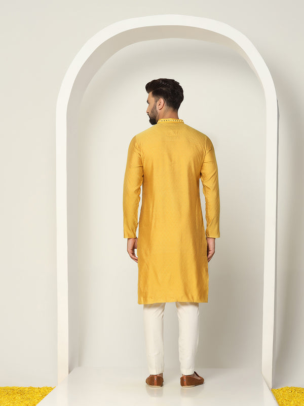 Men's Mustard Kurta Trouser Set