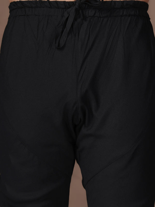 Black Embroidered Kurta Set with Churidar